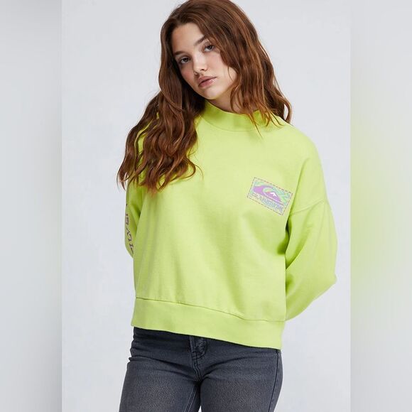 Quiksilver Women's Organic Colorful History Mock Neck Sweatshirt - Size L - Picture 1 of 12